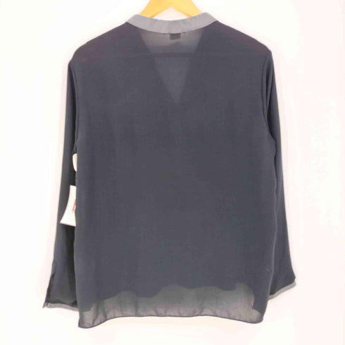 ヘルムートラング HELMUT LANG ラムレザー 切替 Vネック シアーシャツ レディース import:M
