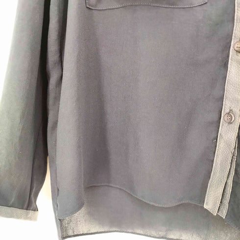 ヘルムートラング HELMUT LANG ラムレザー 切替 Vネック シアーシャツ レディース import:M