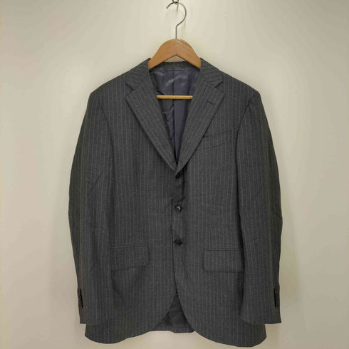エルメネジルドゼニア Ermenegildo Zegna 段返り3B ストライプ テーラードジャケット タックスラックス スーツセットアップ メンズ JPN:46