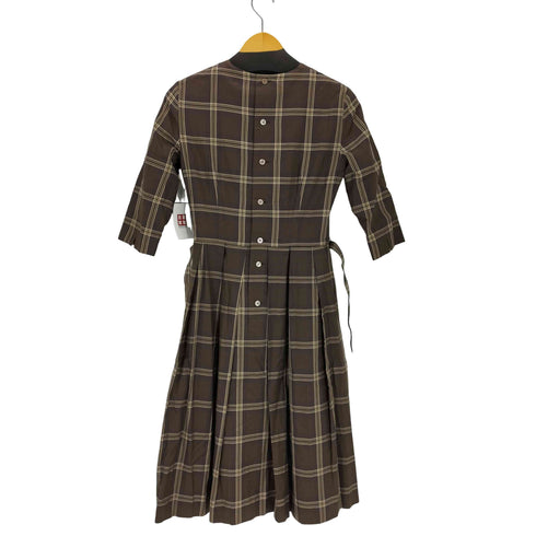 マーガレットハウエル MARGARET HOWELL 旧ロゴ ベルト付 ノーカラー チェック ワンピース レディース JPN:2