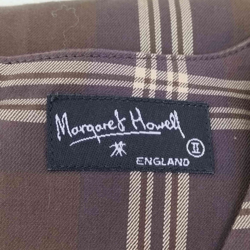 マーガレットハウエル MARGARET HOWELL 旧ロゴ ベルト付 ノーカラー チェック ワンピース レディース JPN:2
