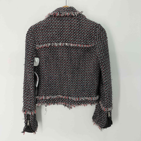 ザラ ZARA trf_outerwear ツイード ショート ダブルライダース型 ジャケット レディース import:XS