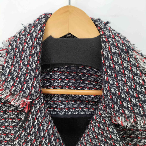 ザラ ZARA trf_outerwear ツイード ショート ダブルライダース型 ジャケット レディース import:XS