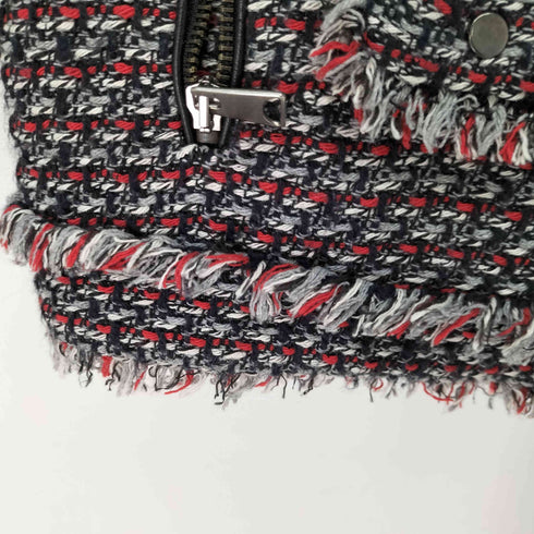 ザラ ZARA trf_outerwear ツイード ショート ダブルライダース型 ジャケット レディース import:XS