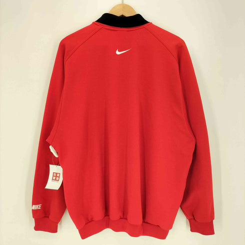 ナイキ NIKE 90s 白タグ ビッグスウッシュロゴ刺繍 襟付き ハーフジップ プルオーバー ジャージースウェット メンズ import:L