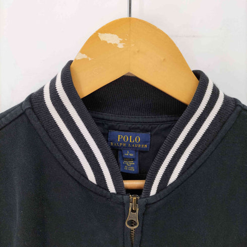 ポロラルフローレン POLO RALPH LAUREN NEW YORK ワッペン 刺繍 ジップアップ スウェット スタジャン レディース L / 14-16