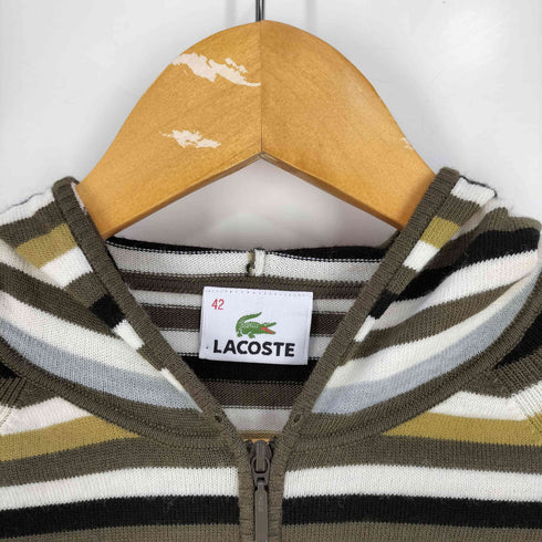ラコステ LACOSTE マルチボーダー ニット ジップパーカー レディース EUR:42