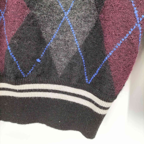 フレッドペリー FRED PERRY ロゴ刺繍 アーガイル柄 ウール Vネック ニット メンズ import:M