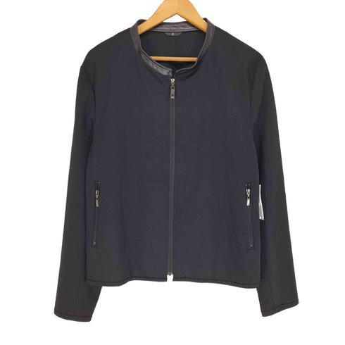 ランバンコレクション LANVIN COLLECTION lamb leather 襟レザー ジップアップブルゾンジャケット レディース 50-36