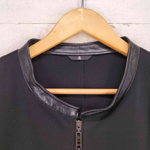 ランバンコレクション LANVIN COLLECTION lamb leather 襟レザー ジップアップブルゾンジャケット レディース 50-36