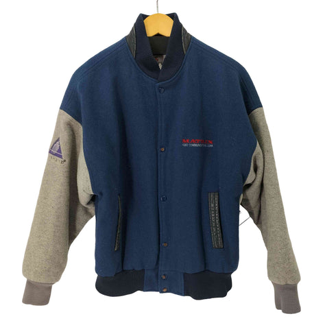 CANADA SPORTSWEAR 90S MATRIX VIDEO COMMUNICATIONS 企業ロゴ レザー切替 エルボーパッチ メルトン スタジャン メンズ import:M