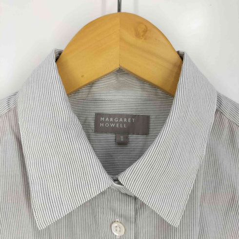 マーガレットハウエル MARGARET HOWELL コットンウール ストライプ レギュラーカラーシャツ レディース JPN:2