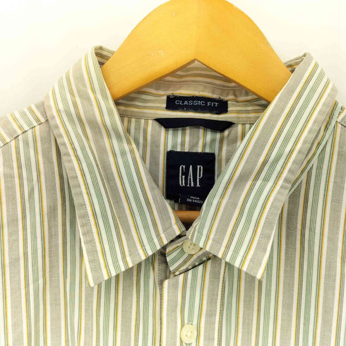 ギャップ Gap 00s インド製 CLASSIC FIT ボーダー 半袖 チェックシャツ メンズ L