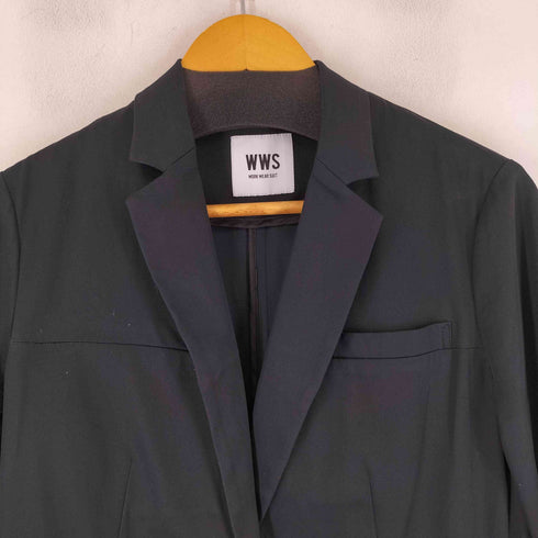 WWS WORK WEAR SUIT テーラードジャケットシングル1ボタン背抜きウォッシャブル レディース LL