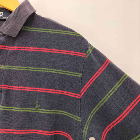 ポロバイラルフローレン Polo by RALPH LAUREN ポニー刺繍 ボーダー 鹿の子 コットン 長袖ポロシャツ メンズ import:M