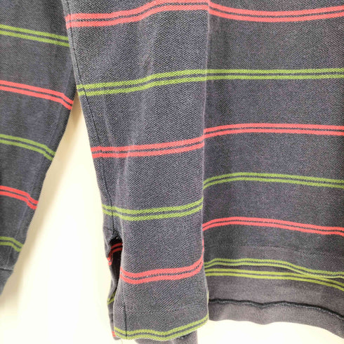 ポロバイラルフローレン Polo by RALPH LAUREN ポニー刺繍 ボーダー 鹿の子 コットン 長袖ポロシャツ メンズ import:M