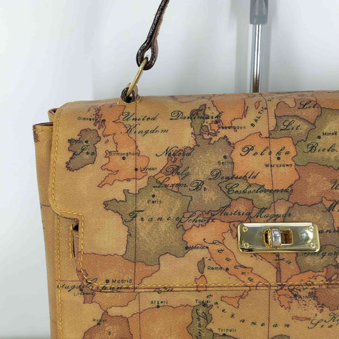 PRIMA CLASSE イタリア製 世界地図 レザー ハンド バック レディース