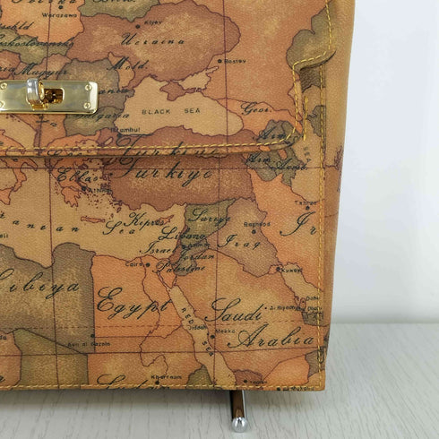 PRIMA CLASSE イタリア製 世界地図 レザー ハンド バック レディース