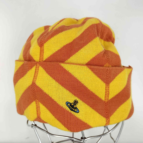 ヴィヴィアンウエストウッド Vivienne Westwood オーブロゴ刺繍 ストライプ ビーニー Y2K レディース