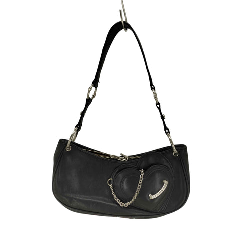 ジューシークチュール JUICY COUTURE ブラックレザーミニバゲットショルダーバッグ レディース