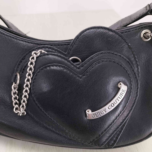 ジューシークチュール JUICY COUTURE ブラックレザーミニバゲットショルダーバッグ レディース