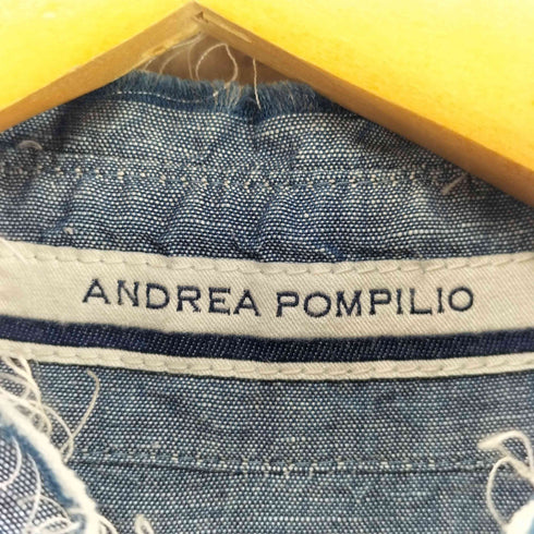 アンドレアポンピリオ ANDREA POMPILIO MADE IN ITALY リネン混 バンドカラーシャツ メンズ