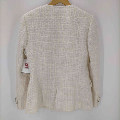 ザラ ZARA ツイード ノーカラージャケット レディース import:M