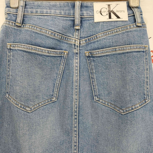 カルバンクラインジーンズ Calvin Klein Jeans カウレザーパッチ デニムロングスカート レディース W24