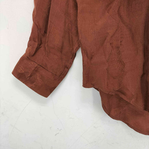 トラサルディ TRUSSARDI キュプラ ワンポイント刺繍 総柄 長袖 シャツ レディース import:M