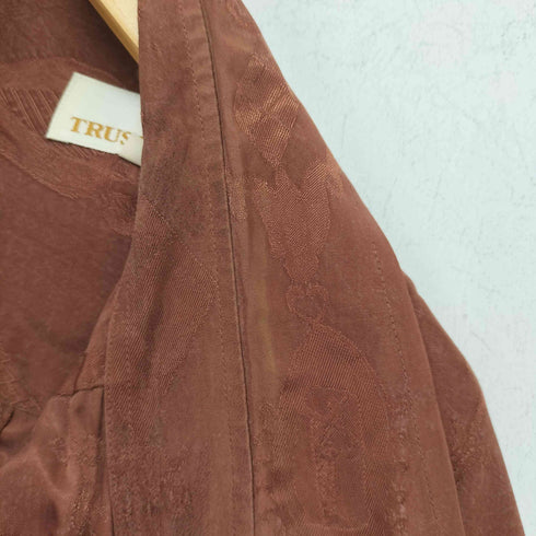 トラサルディ TRUSSARDI キュプラ ワンポイント刺繍 総柄 長袖 シャツ レディース import:M