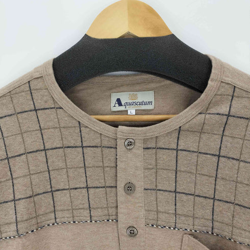 アクアスキュータム AQUASCUTUM 刺繍ロゴ ヘンリーネック カットソー メンズ L