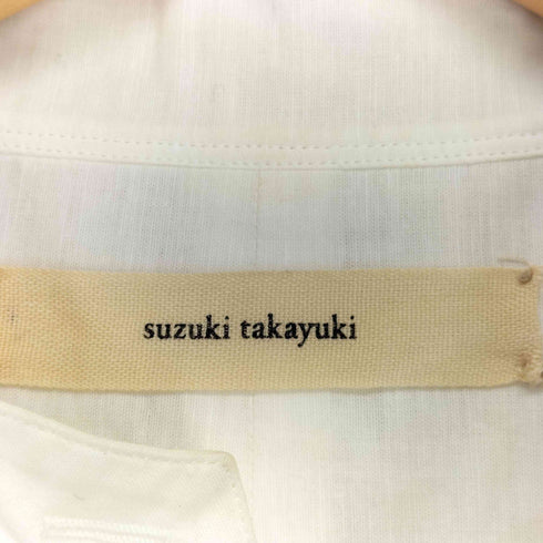 スズキタカユキ suzuki takayuki リネン混 ピンタック バンドカラーシャツ メンズ