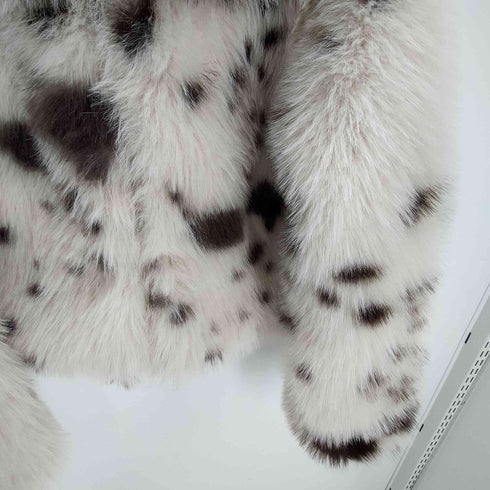 ザラ ZARA SHORT ANIMAL PRINT FAUX FUR JACKET ショート アニマル プリント フェイクファー ジャケット レディース import:S