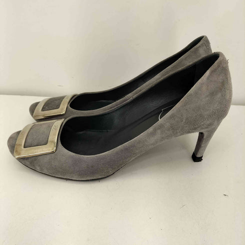 ロシェヴィヴィエ Roger Vivier プレートスクエアトゥ スエード パンプス レディース 371/2