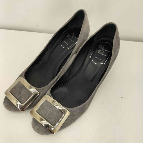 ロシェヴィヴィエ Roger Vivier プレートスクエアトゥ スエード パンプス レディース 371/2