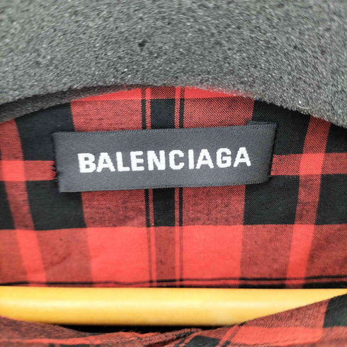 バレンシアガ BALENCIAGA I LOVE TECHINOエンブロイダリーチェックシャツ メンズ 40
