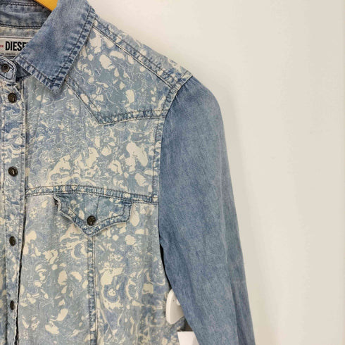 ディーゼル DIESEL 総柄 切替 デニムシャツ メンズ import:XS