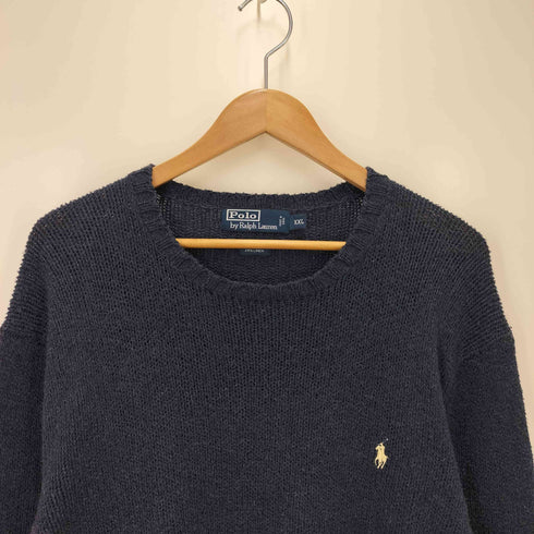 ポロバイラルフローレン Polo by RALPH LAUREN 90s リネンコットン クルーネックニット メンズ JPN:XXL