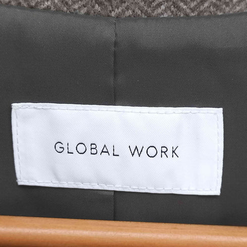 グローバルワーク GLOBAL WORK 軽やかストレッチ襟2WAYコート ブラウンミニヘリボーン ウーリーテック メンズ JPN:M
