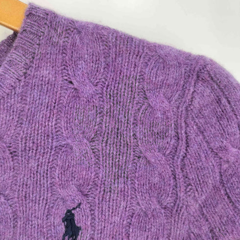 ポロラルフローレン POLO RALPH LAUREN ポニー刺繍 ケーブル編み カシミヤ クルーネック ニット セーター レディース import:XS