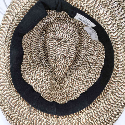 ベーシックエンティ BASIQUENTI K刺繍 中折れ 麦わら ストローハット メンズ 57-59cm