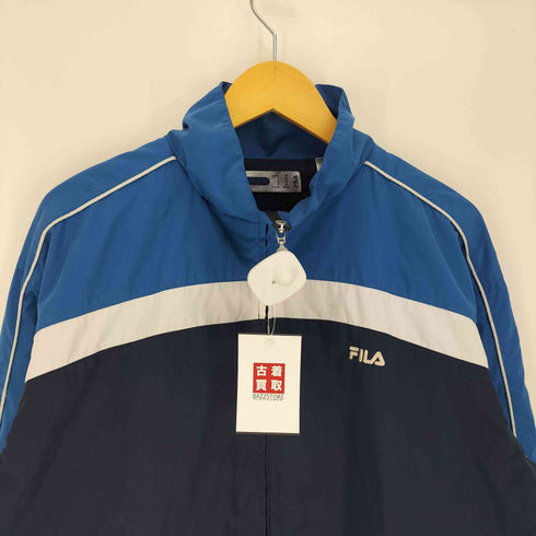 フィラ FILA 裏地メッシュ ラインパイピング ロゴ刺繍 ジップアップ ジャケット メンズ import:M
