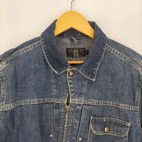 ダブルアールエルラルフローレン RRL RALPH LAUREN 90S 3ツ星 黒タグ USA製 3つポケット バック アジャスタ ロケットTALON ジップアップ デニム ワークジャケット メンズ import:M