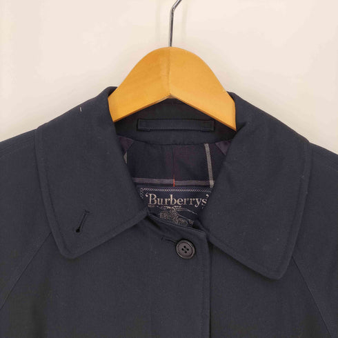 バーバリーズ BURBERRYS 70-80S 英国製 裏地 青 ノバチェック ステンカラーコート レディース