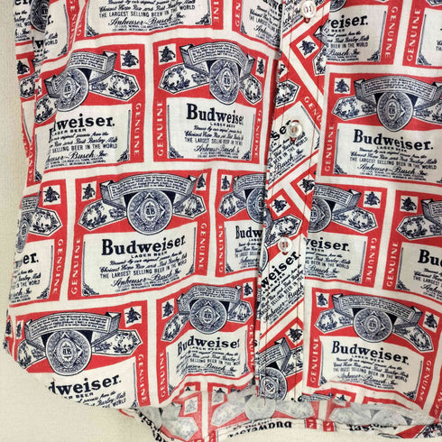 バドワイザー Budweiser 70S 総柄 S/S オープンカラーアロハシャツ メンズ
