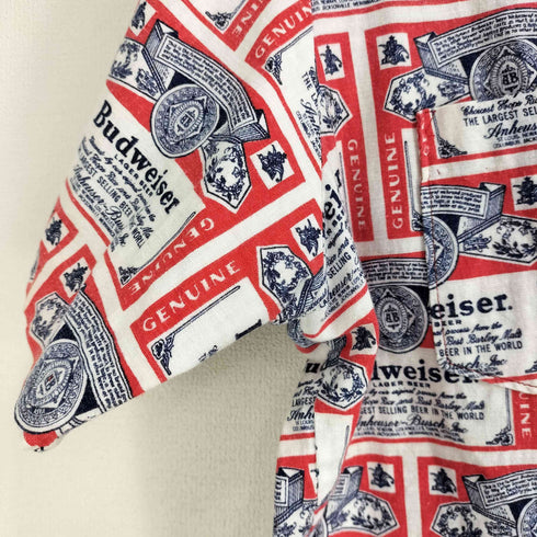 バドワイザー Budweiser 70S 総柄 S/S オープンカラーアロハシャツ メンズ