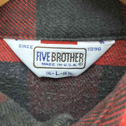 ファイブブラザー FIVE BROTHER 70-80S USA製 三角タグフラップポケット バッファローチェック ネルシャツ メンズ import:L