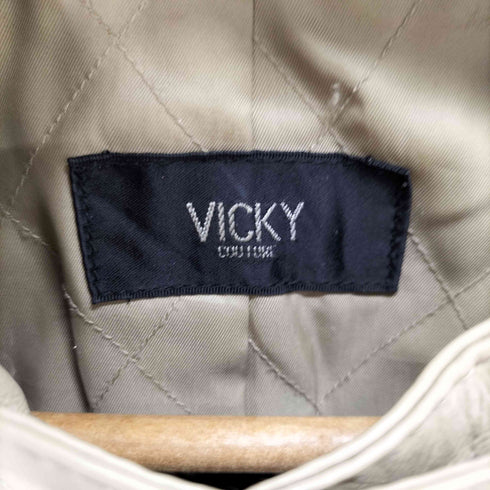 ビッキー VICKY 豚革 ノーカラーレザージャケット レディース JPN:2