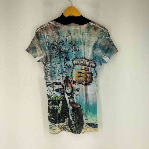 総柄プリント S/S Tシャツ y2k レディース