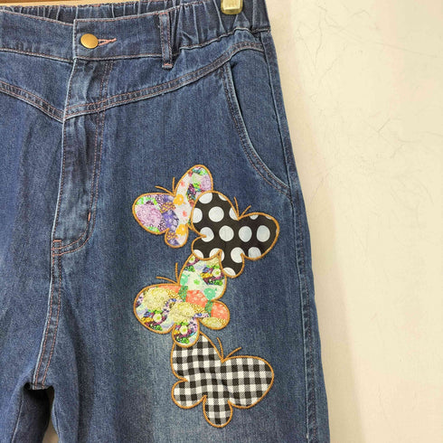 スカラー ScoLar バタフライワッペン パッチワーク デニムパンツ レディース JPN:M